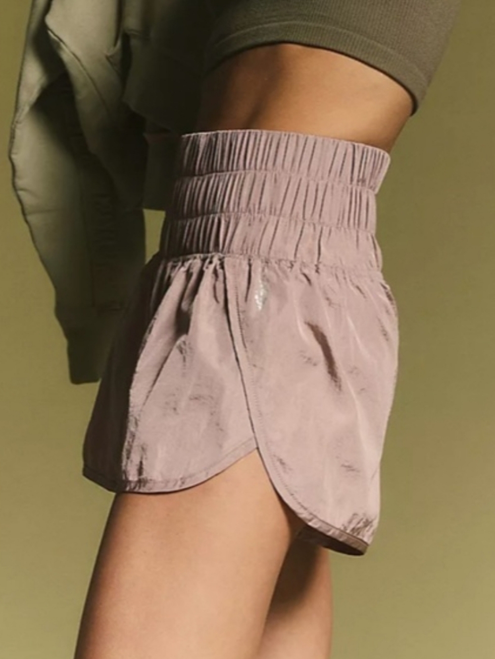 FP Movement by Free People The Way Home High-Rise Ruched Shorts in Mauve